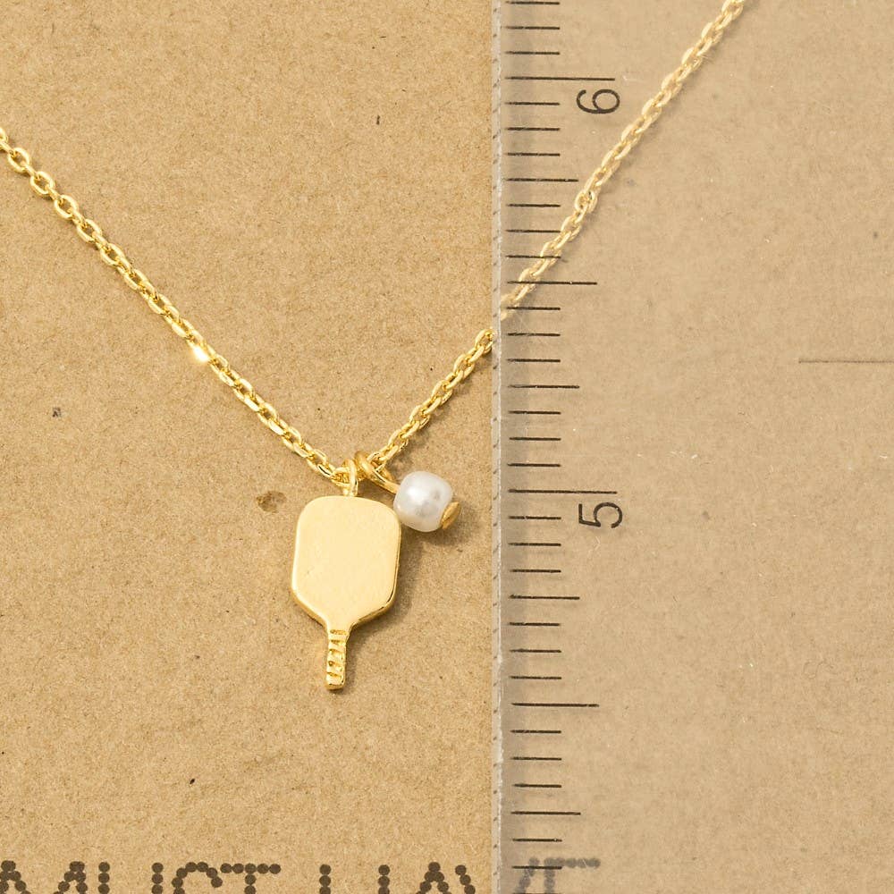 Must Have Gold Dipped Pearl Pickle Ball Pendant Necklace
