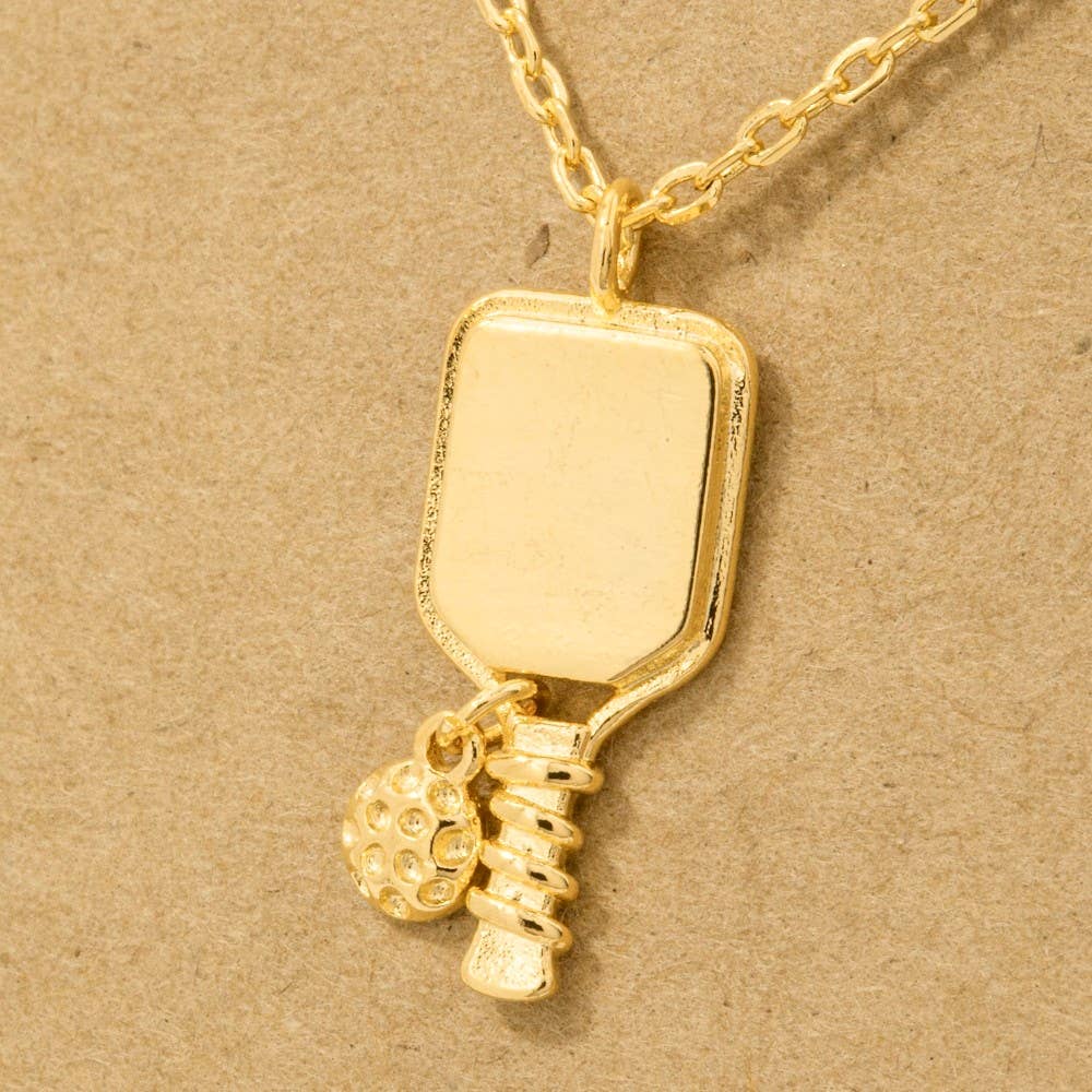 Must Have Gold Dipped Pickle Ball Pendant Necklace