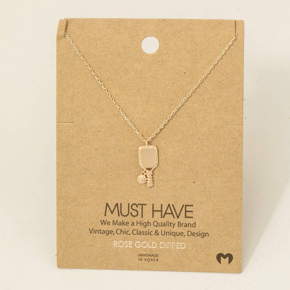 Must Have Gold Dipped Pickle Ball Pendant Necklace