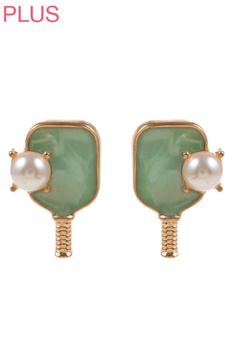 Influence Pickleball earrings (pearl w/paddle)