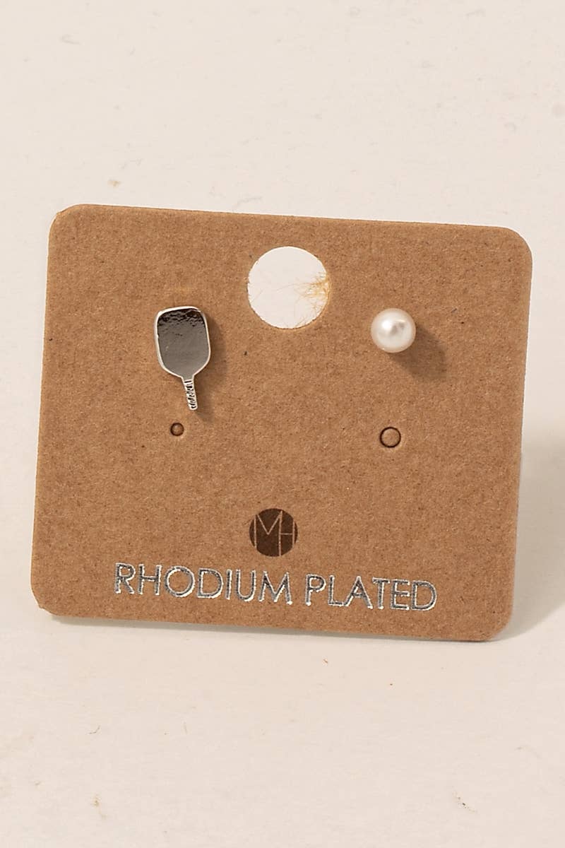 Must Have Gold Dipped And Pearl Pickle Ball Stud Earrings