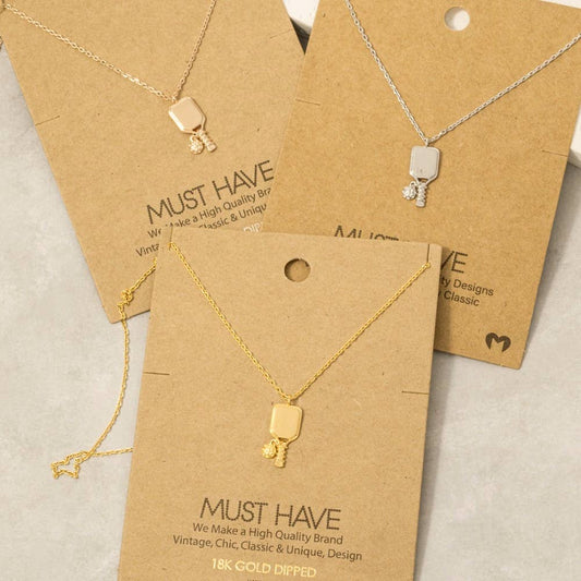 Must Have Gold Dipped Pickle Ball Pendant Necklace