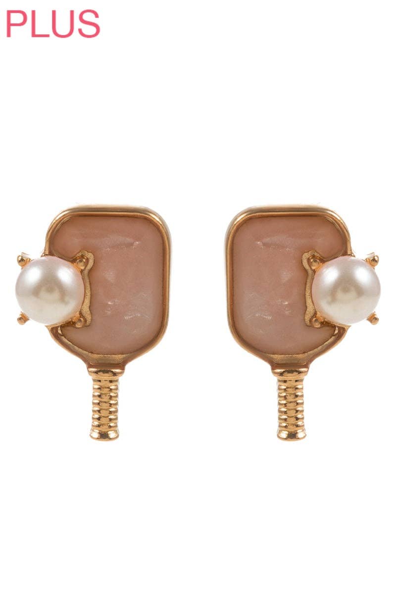 Influence Pickleball earrings (pearl w/paddle)