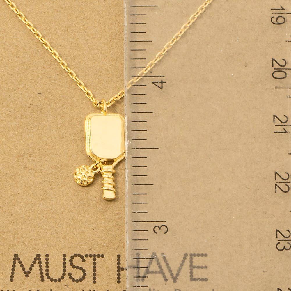Must Have Gold Dipped Pickle Ball Pendant Necklace