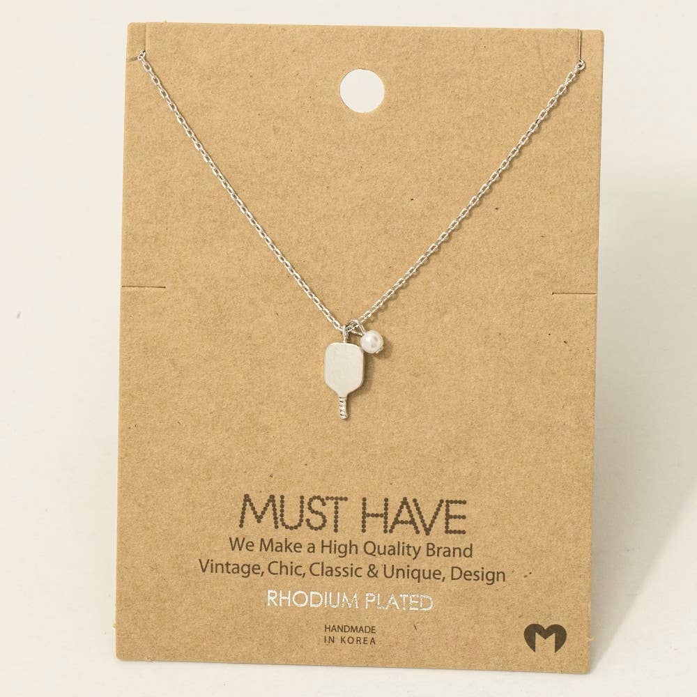 Must Have Gold Dipped Pearl Pickle Ball Pendant Necklace
